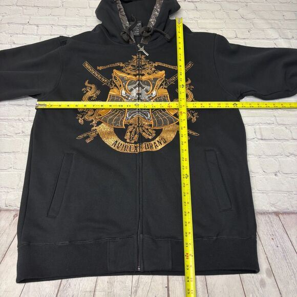 Vintage Avirex Y2K Gold Samurai Dragon Hoodie Sweatshirt Size XXL 2XL D050 -29 - Picture 2 of 16